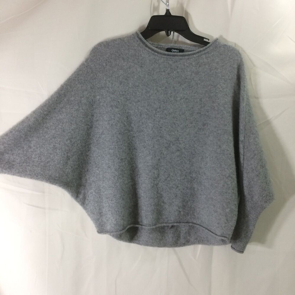 Quince Gray 100% Cashmere Batwing Sweater One Size Cozy Minimalist - Picture 3 of 6